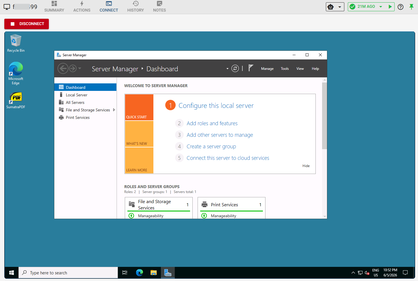 Windows desktop delivered as an RDP session in the browser